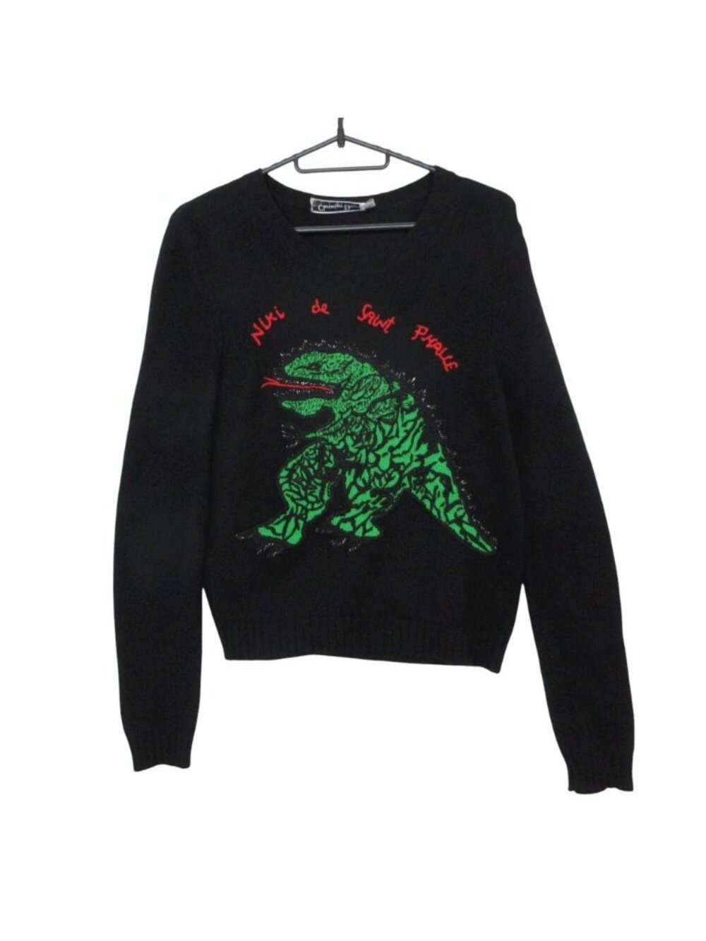 Dior Kristian Sanfal Kashmiya Sweater Top Dragon Embro Black